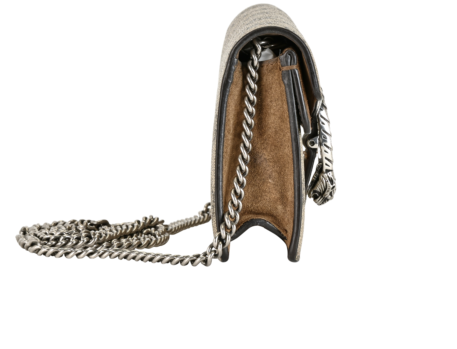 Super Mini Dionysus, &pound;510, Handbags, Brown, Canvas/Suede, Side view